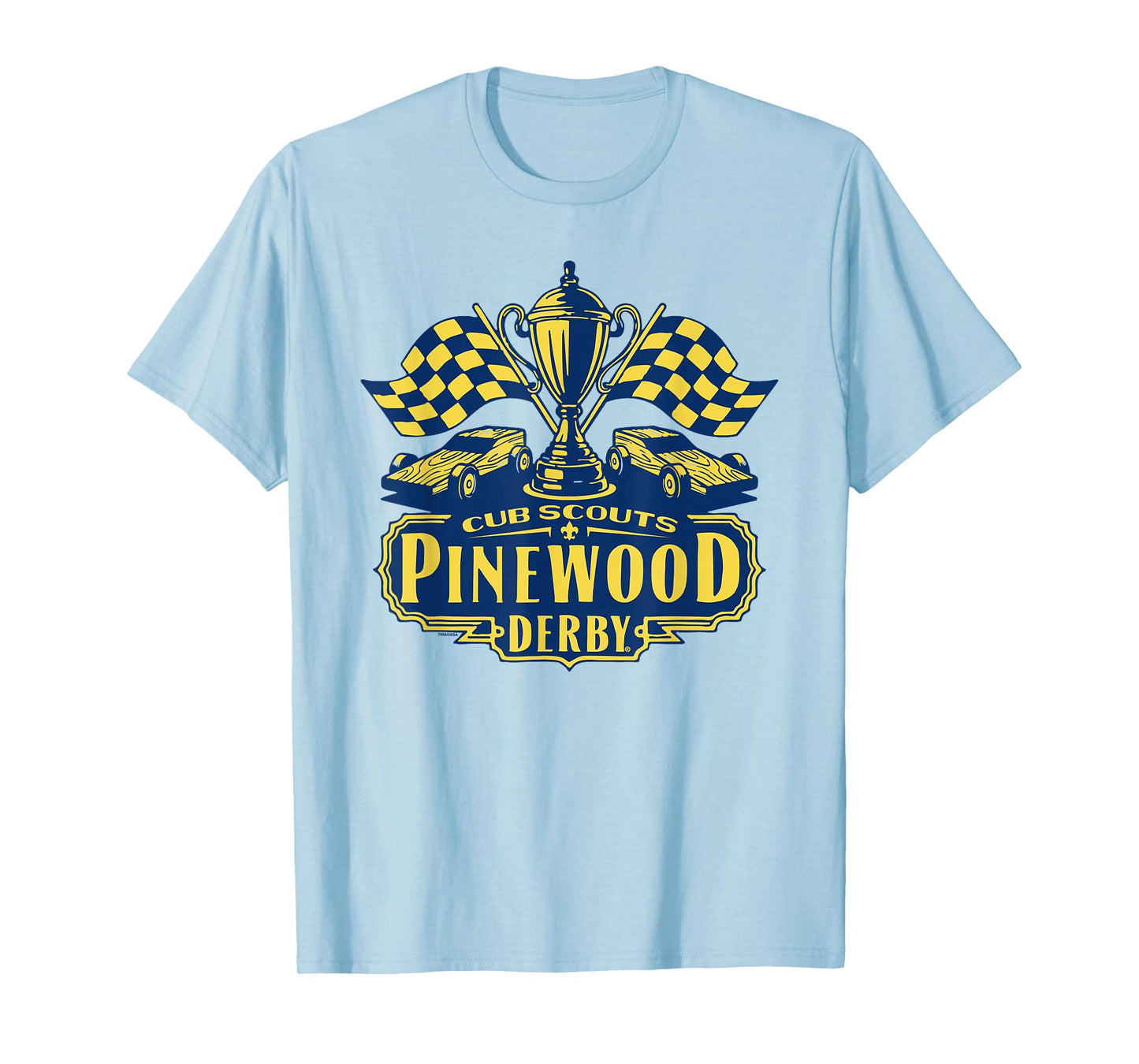 Pinewood Derby Cub Scouts Checkered Flag Racing Trophy Logo T-Shirt