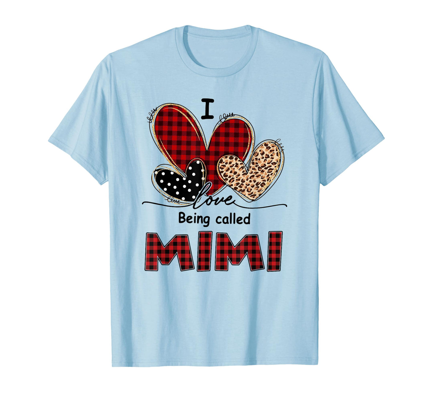 I Love Being Mimi Red Plaid Leopard Christmas Valentine Mimi T-Shirt