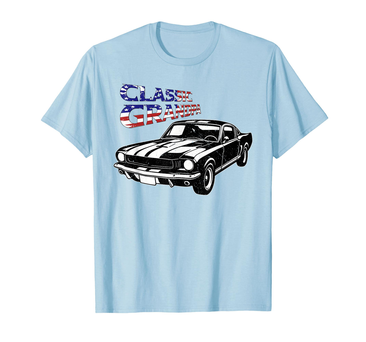 Car Classic Grandpa US Flag Funny Mens Grandfather Dad T-Shirt