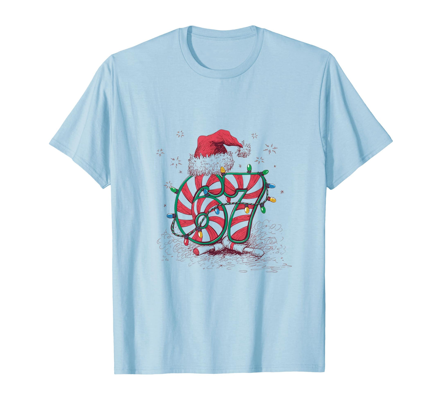 67 Six Seven Novelty Christmas Santa Hat Family Matching T-Shirt