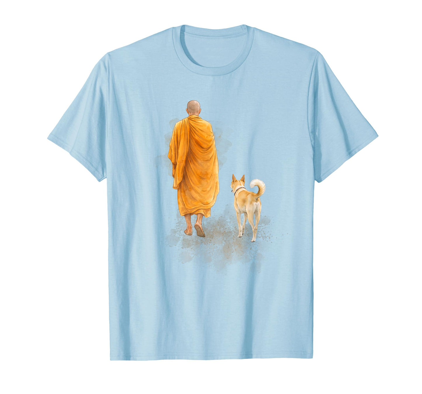 Peace Walking Monk & Dog Minimalist Zen Art T-Shirt