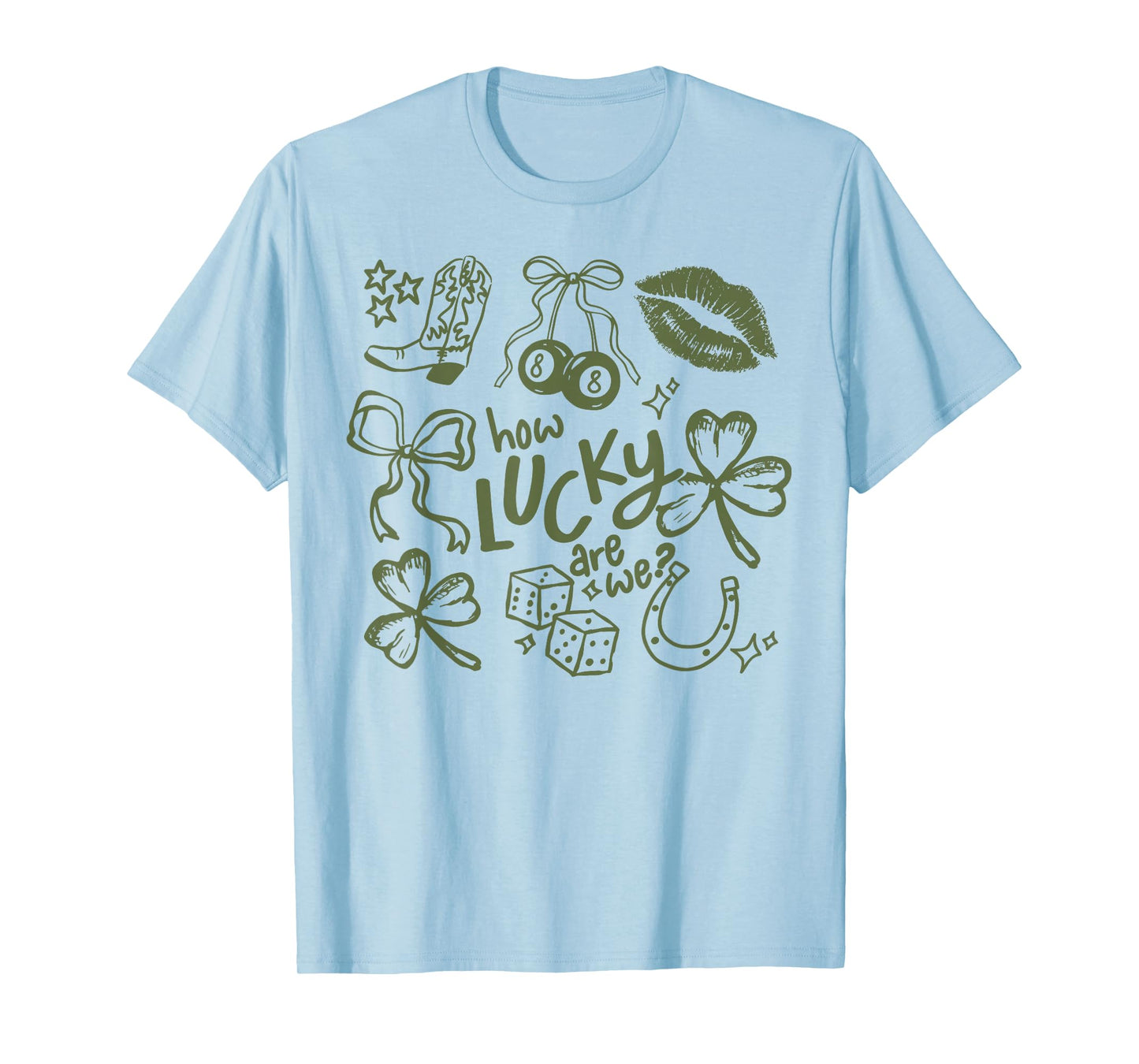 How Lucky are We St Patricks Day Coquette Bow Aesthetic T-Shirt