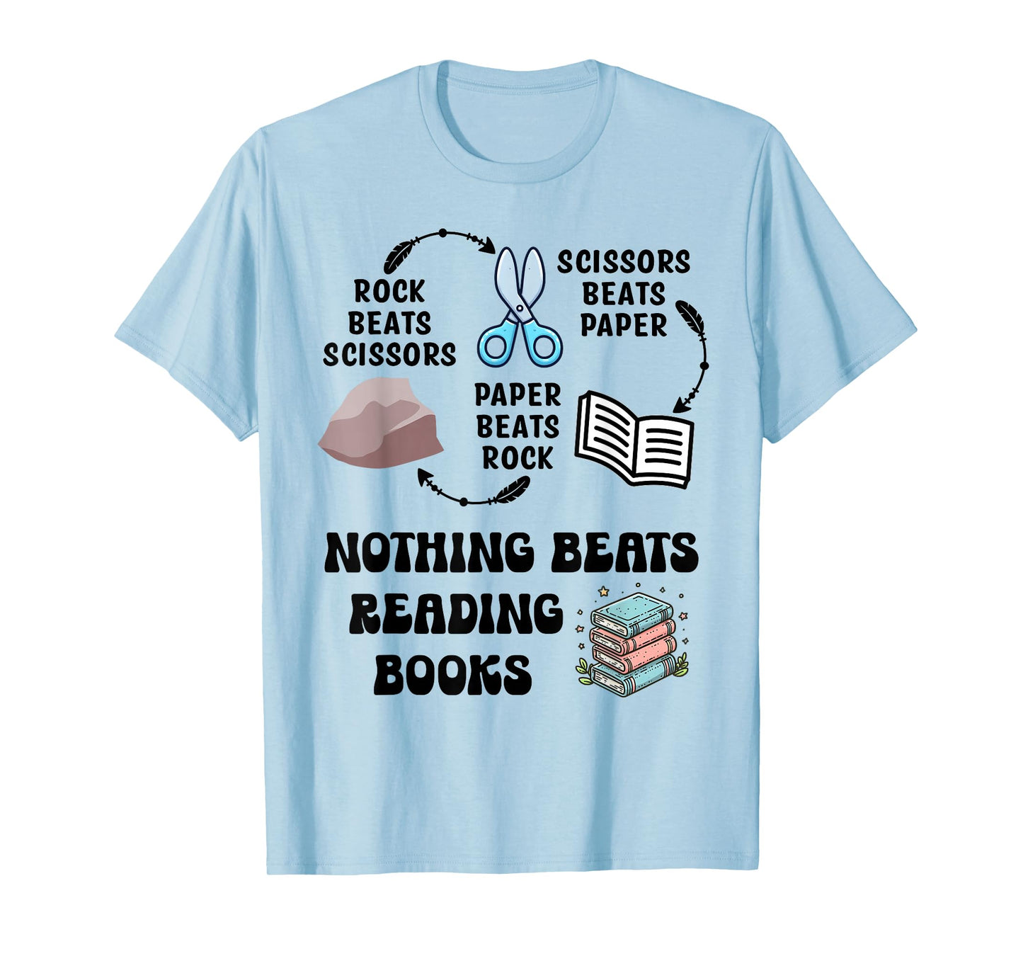 Nothing Beats Reading Rock Paper Scissors Reader Book Lover T-Shirt