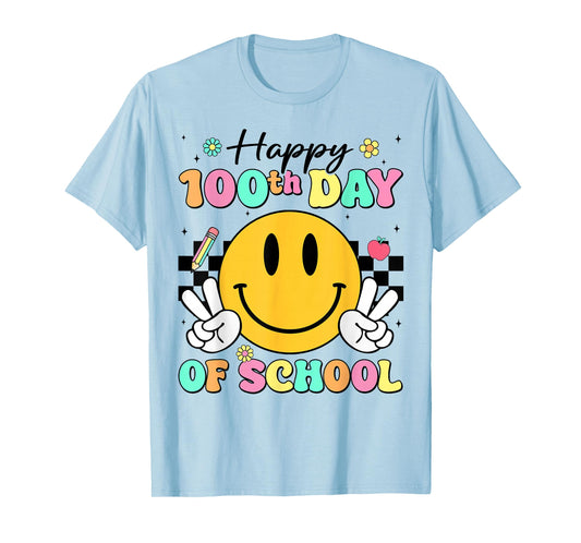 Happy 100th Day of School Cute Smile Face 100 Days of School T-Shirt