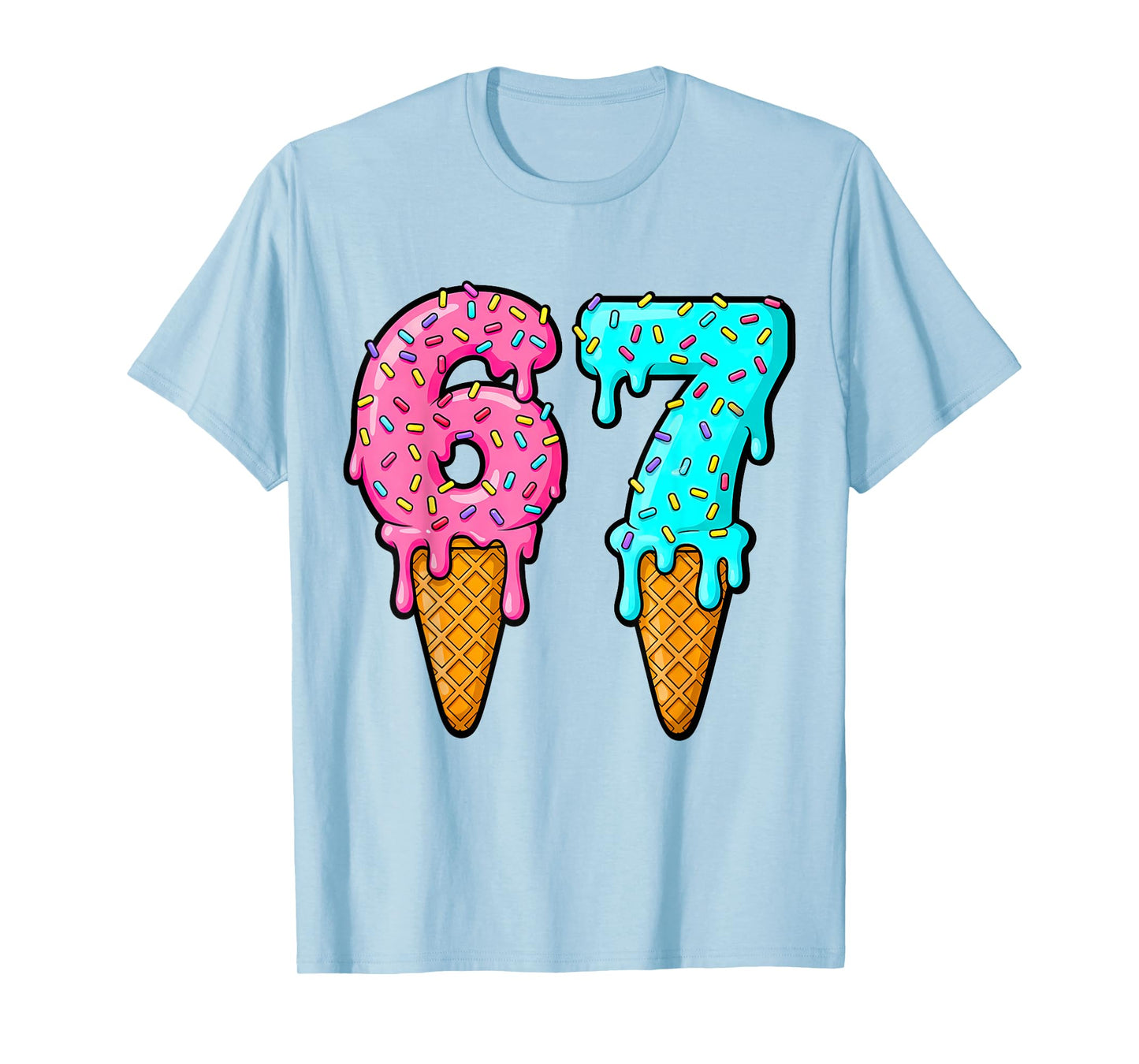 Six Seven Ice Cream Drip Gen Alpha Slang 6 7 Trending Meme T-Shirt