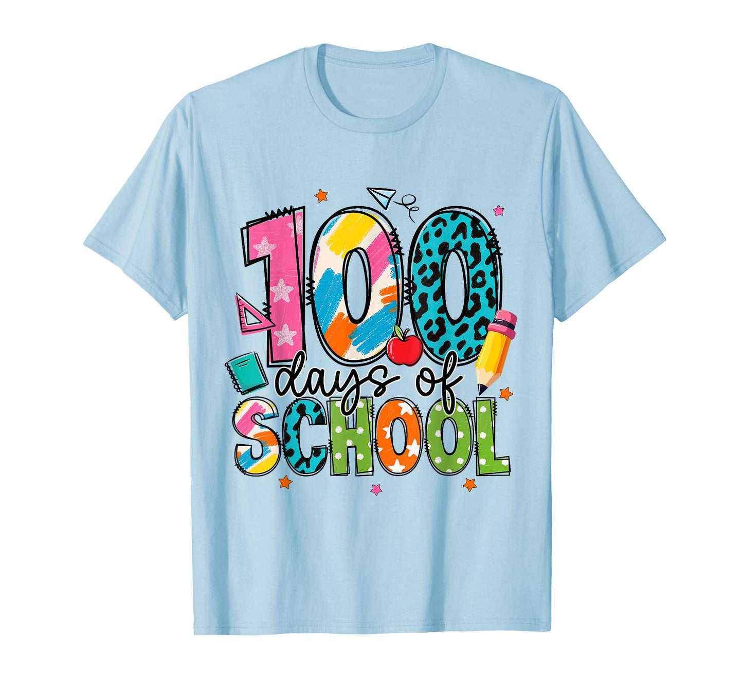 100 Days of School Pencil Teacher Girl Kid 100th Day School T-Shirt