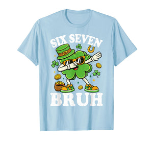 Six Seven Bruh Meme 67 St Patricks Day Dabbing Shamrock Kids T-Shirt