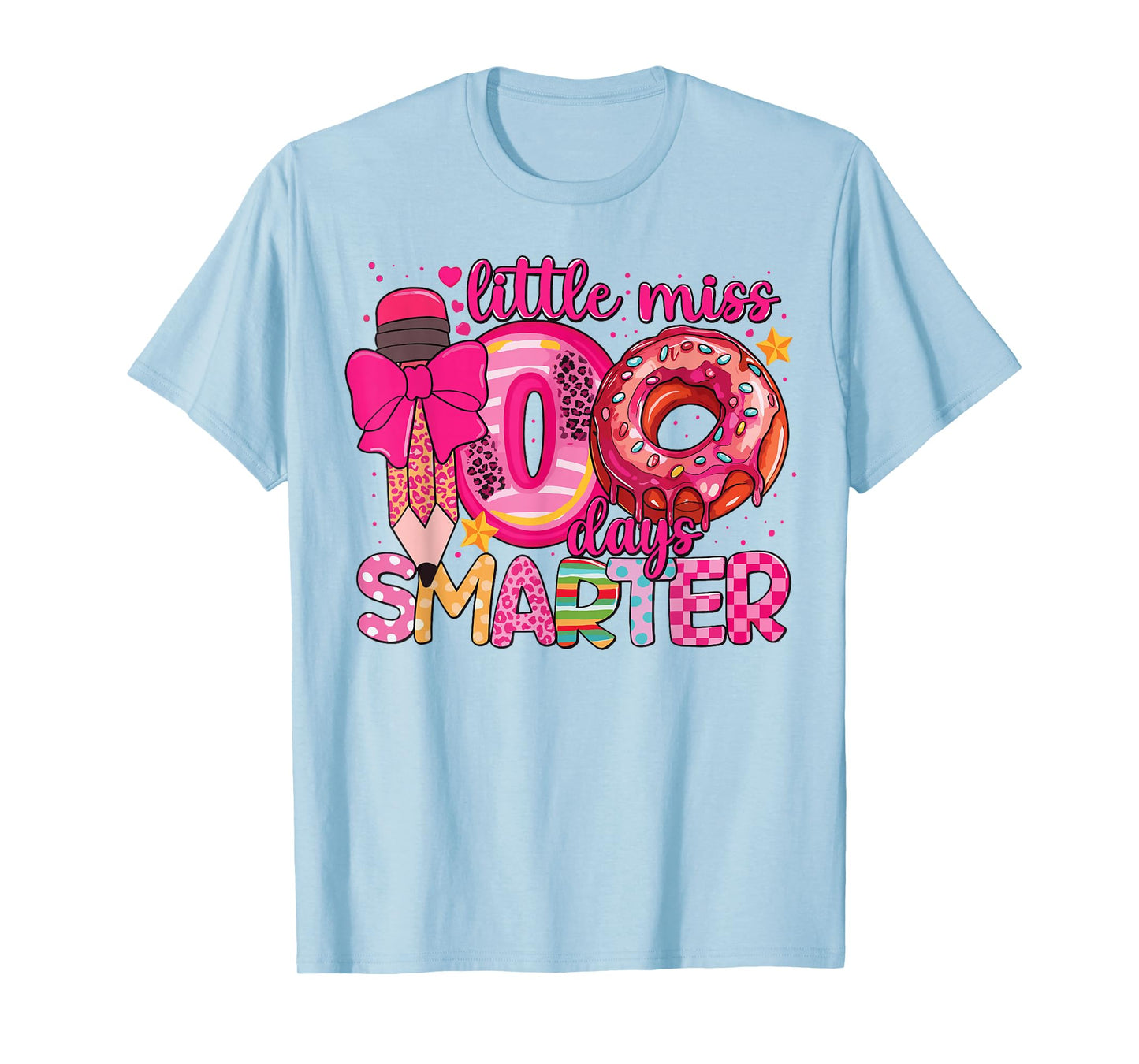 Little Miss 100 Days Smarter Girls Kids 100th Day of School T-Shirt