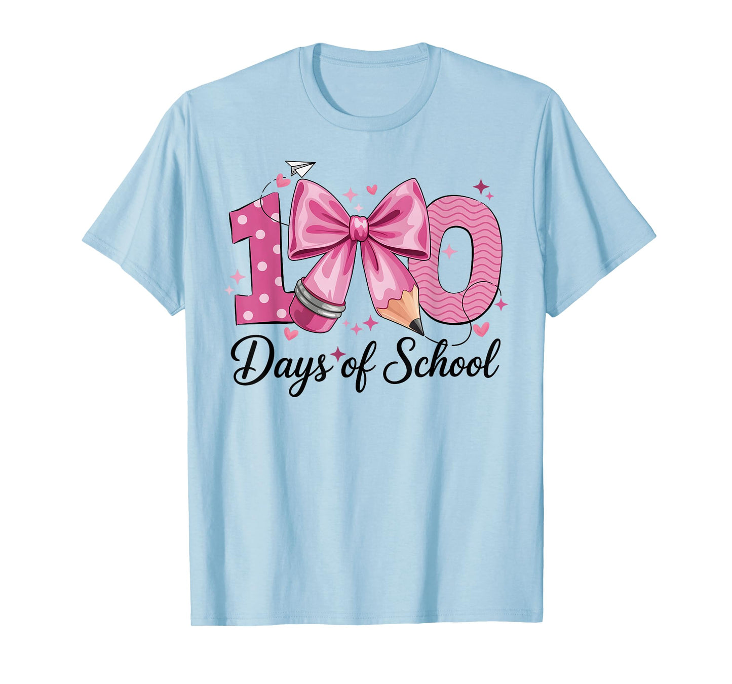 100 Days of School Coquette Bow 100th Day of School Girls T-Shirt