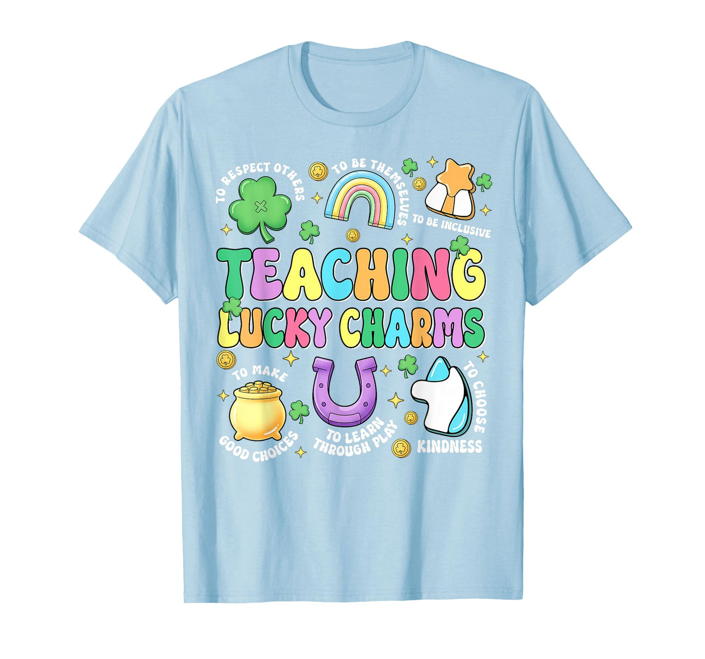 Funny Teaching Lucky Charms Teacher Groovy St Patricks Day T-Shirt