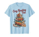 Cozy Christmas Reading Tree Cat Candle Stack Bookish Funny T-Shirt