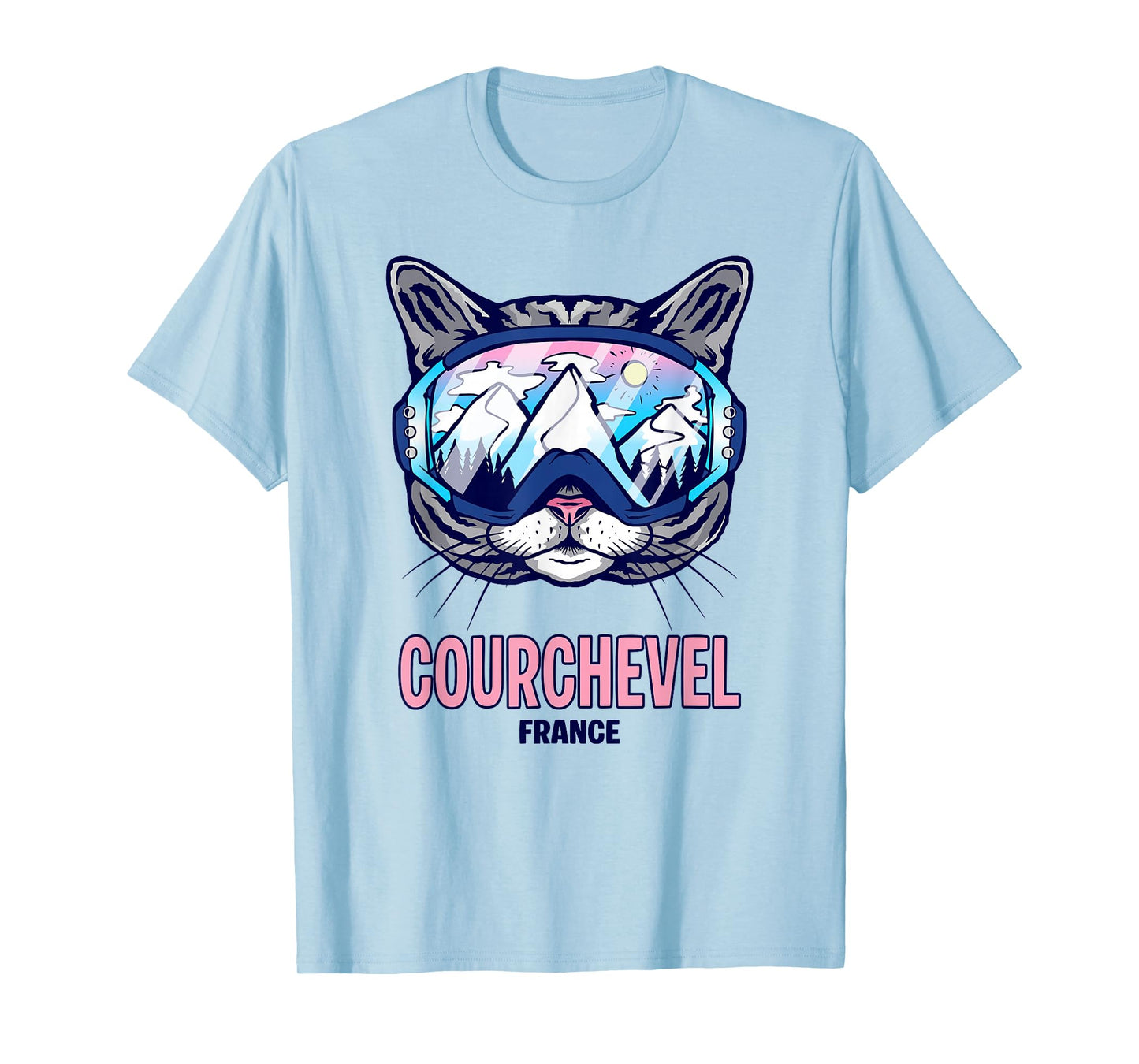 Courchevel Cat Ski Goggles Mountain Panorama T-Shirt