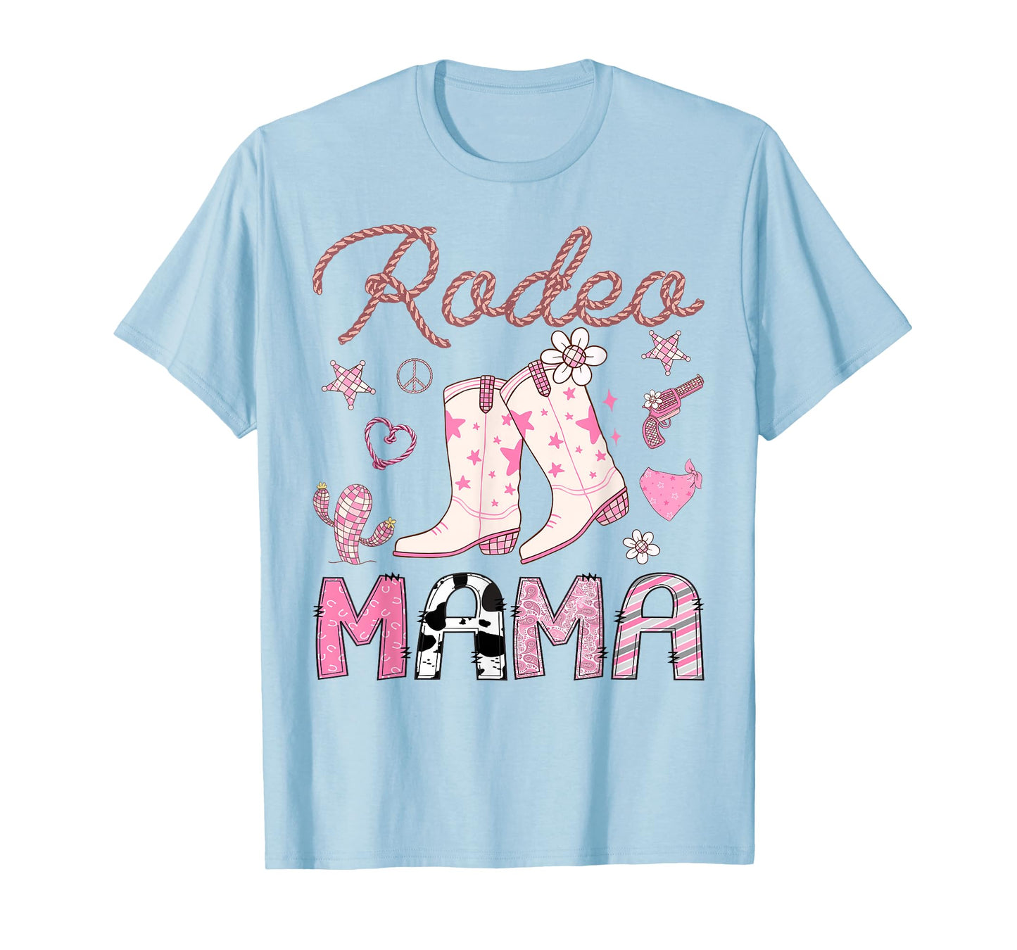 Rodeo Mama Pink Cowgirl Coquette Boots Birthday Girl T-Shirt