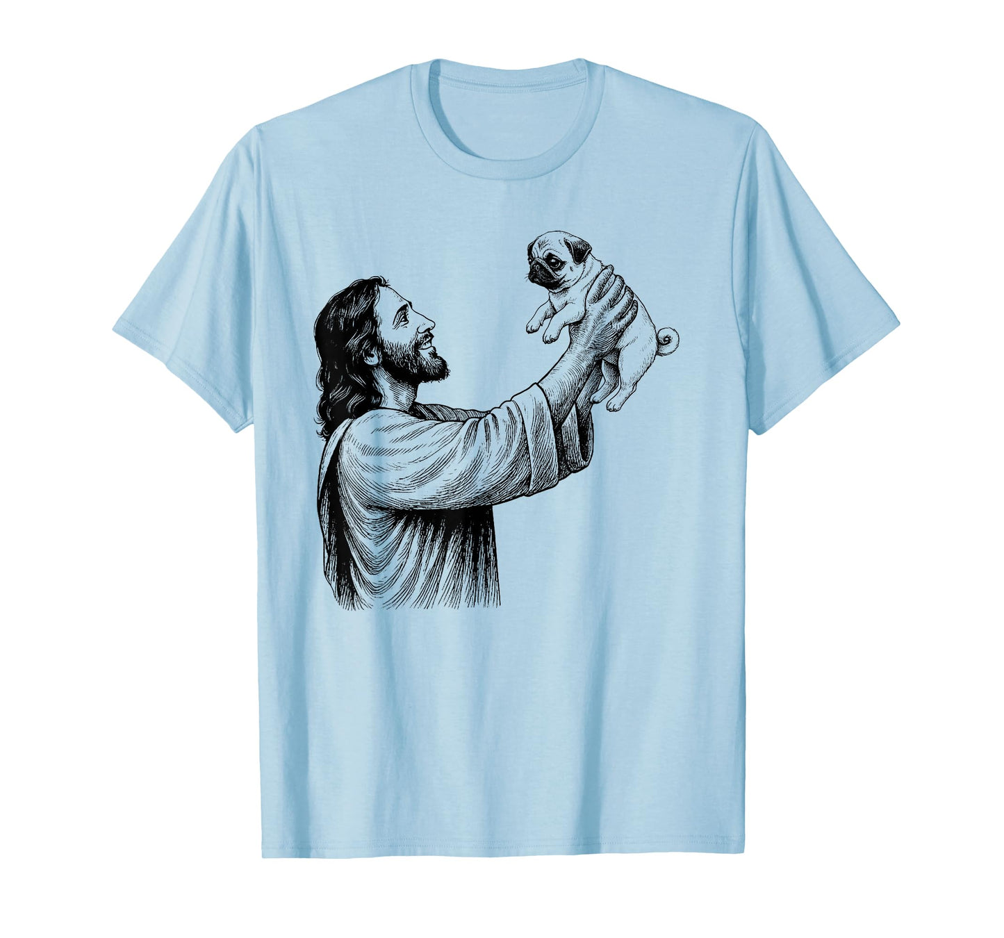 Jesus Holding Pug Religious Dog Lover T-Shirt