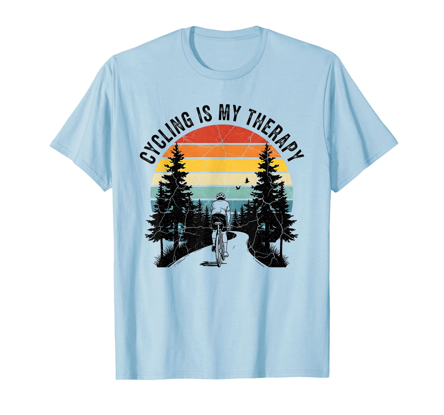 Funny Bike Lover Bicycling Outdoors Cycling is My Therapy T-Shirt