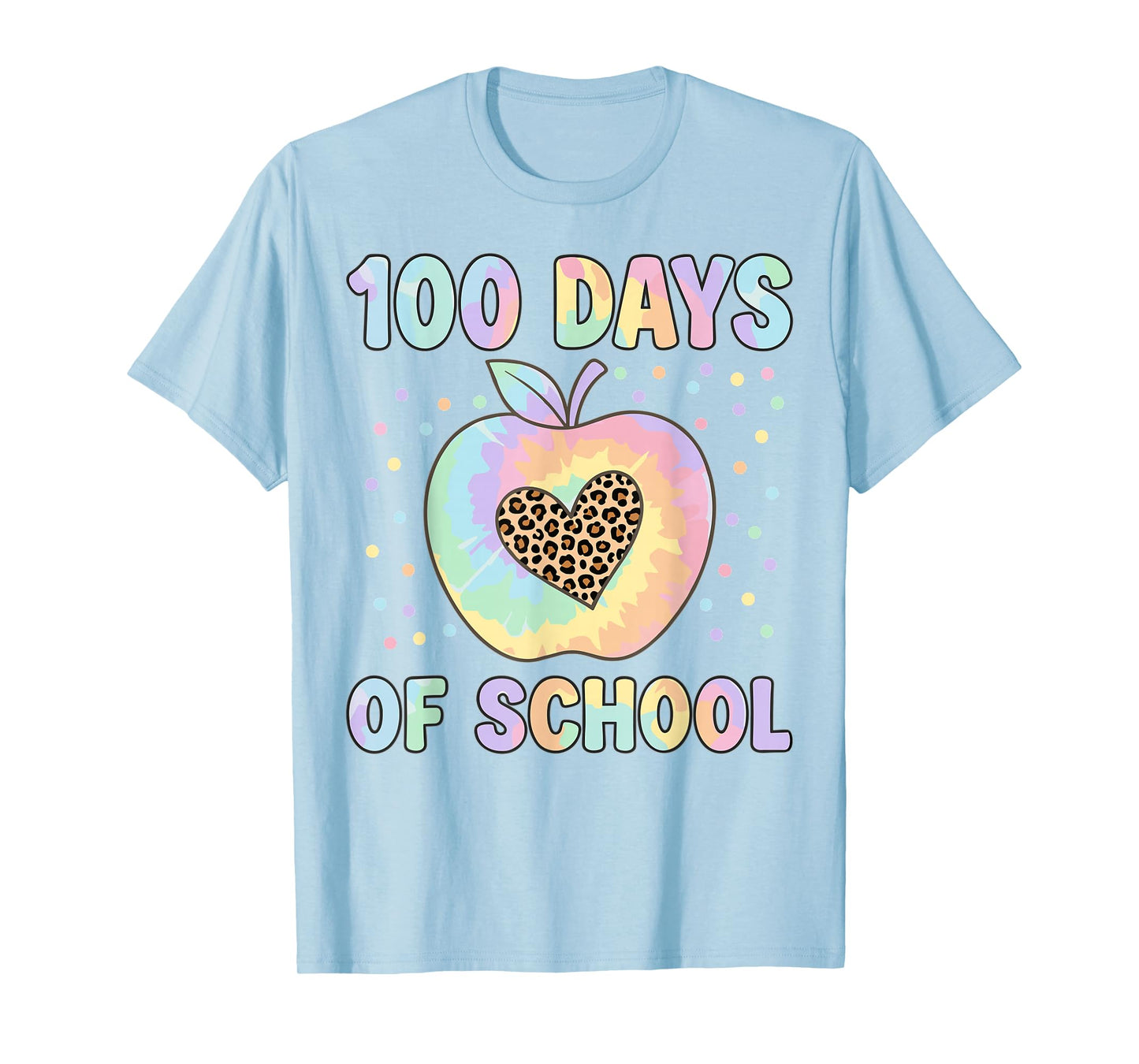 100 Days of School Leopard Tie Dye appele Kid T-Shirt