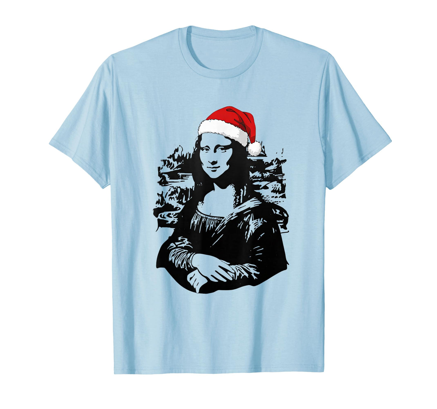 Leonardo Da Vinci Santa Mona Lisa Funny Christmas Street Art T-Shirt