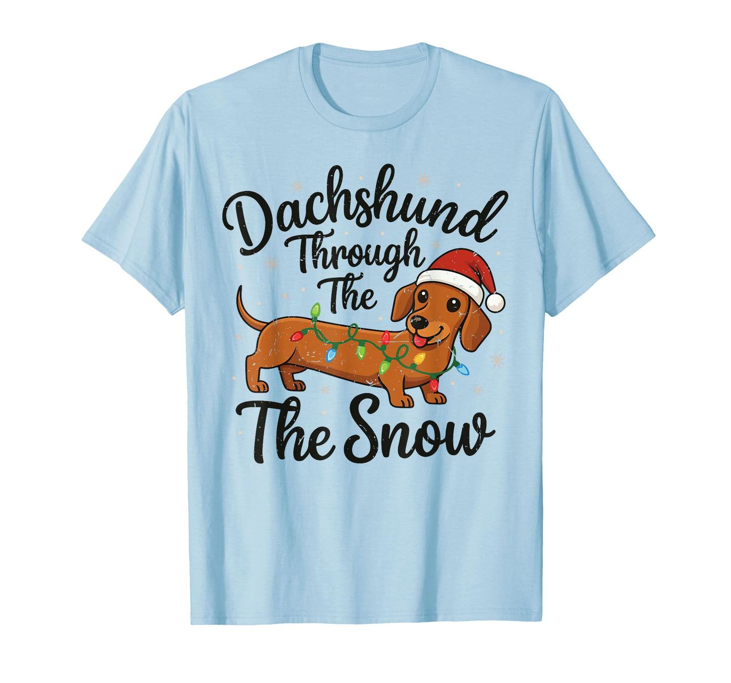 Mini Dachshund Through Snow Christmas Pajamas Pjs Weiner Dog T-Shirt