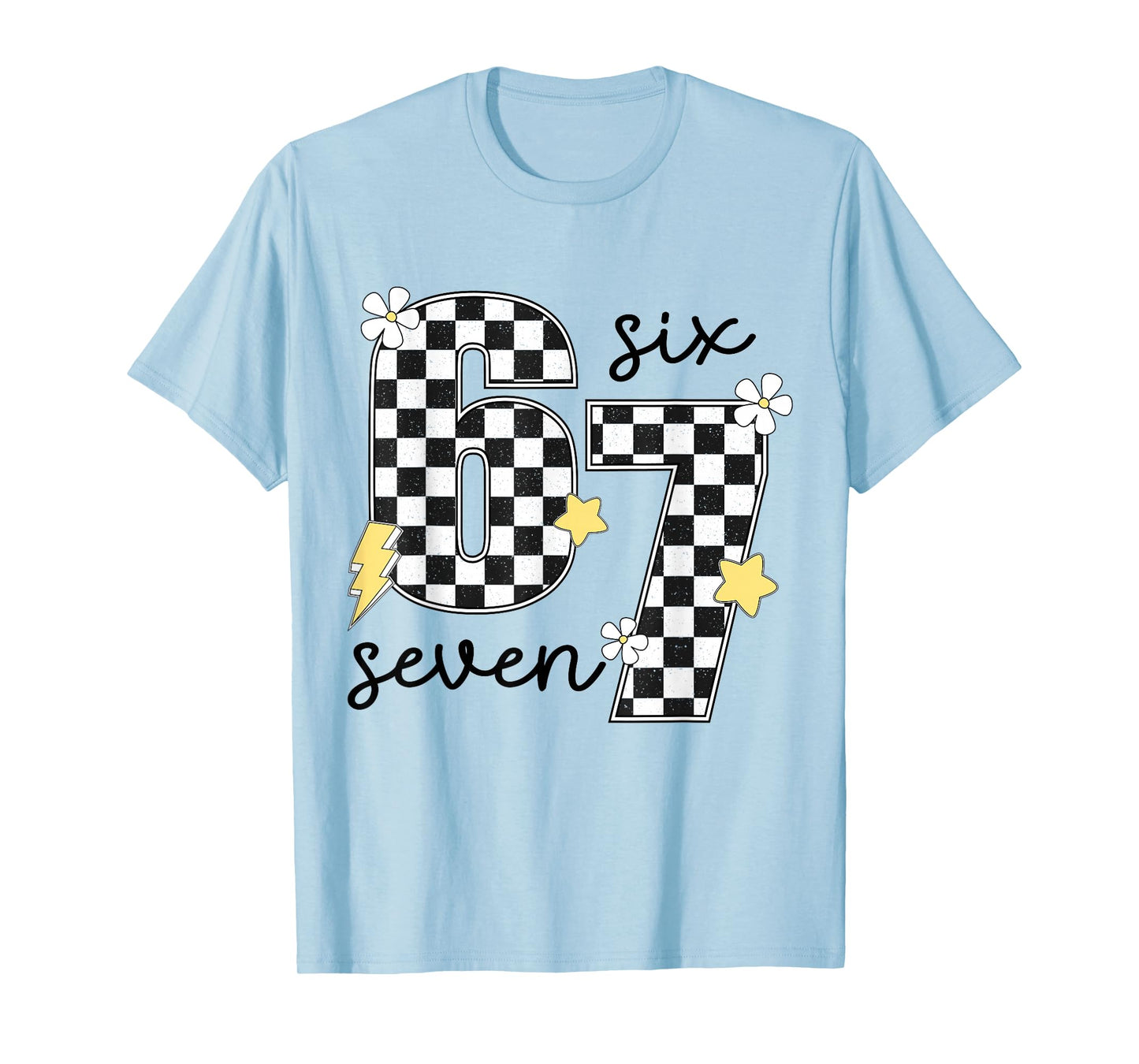 Funny 67 Six Seven Meme Slang 6-7 Checkered Number 6 7 T-Shirt