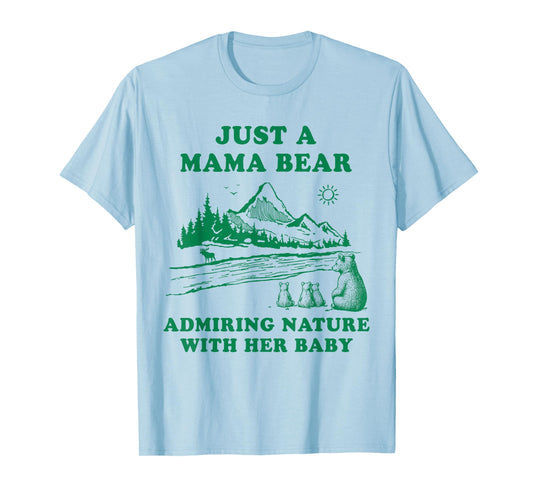 Mama Bear Admiring Nature with Her Baby Hiking Mom Wildlife T-Shirt