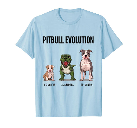 Pitbull Evolution Funny Pitbull and Dinosaur T-Shirt
