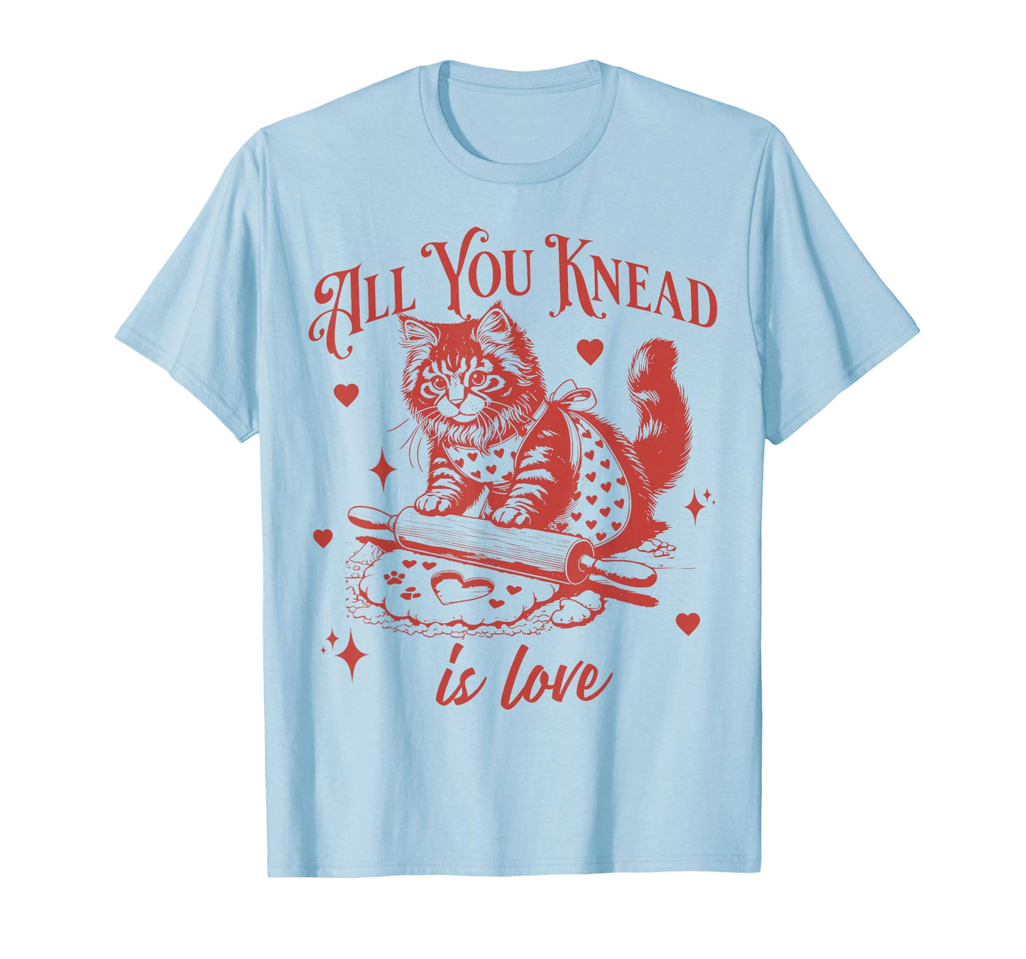 Vintage Cat Biscuits Kneading Dough Valentine's Day T-Shirt