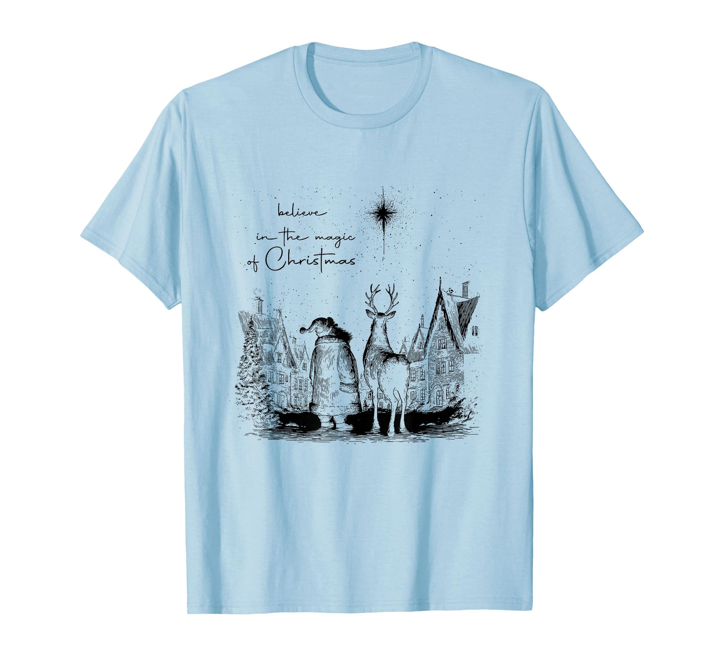 Believe in The Magic of Christmas Santa Reindeer Xmas Pajama T-Shirt
