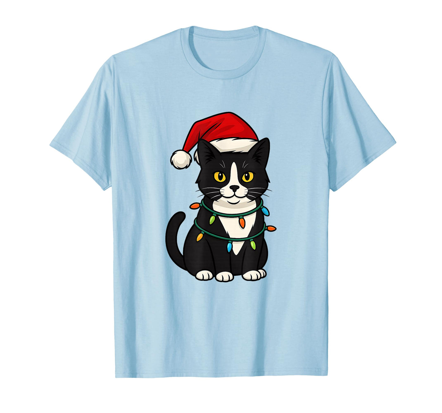 Cute Tuxedo Cat with Santa Hat Funny Christmas Xmas Gift T-Shirt