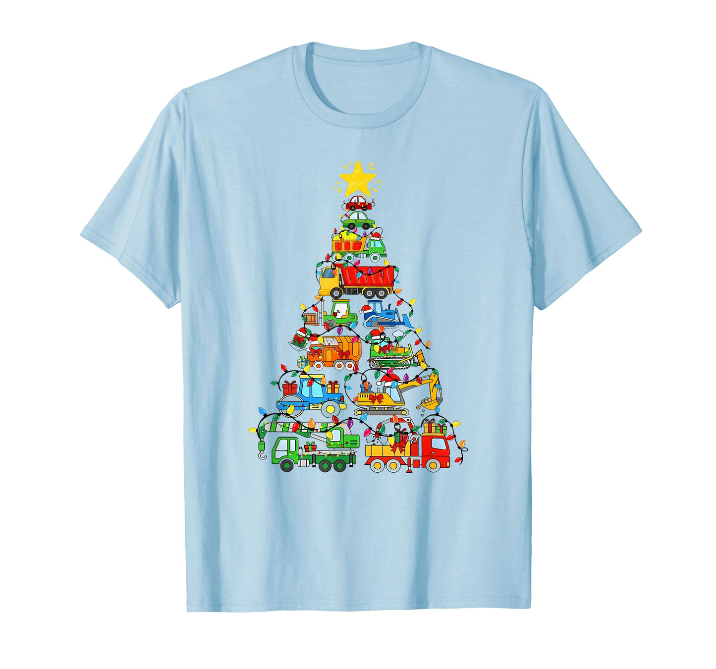 Construction Truck Christmas Tree Xmas Cars Boys Toddlers T-Shirt