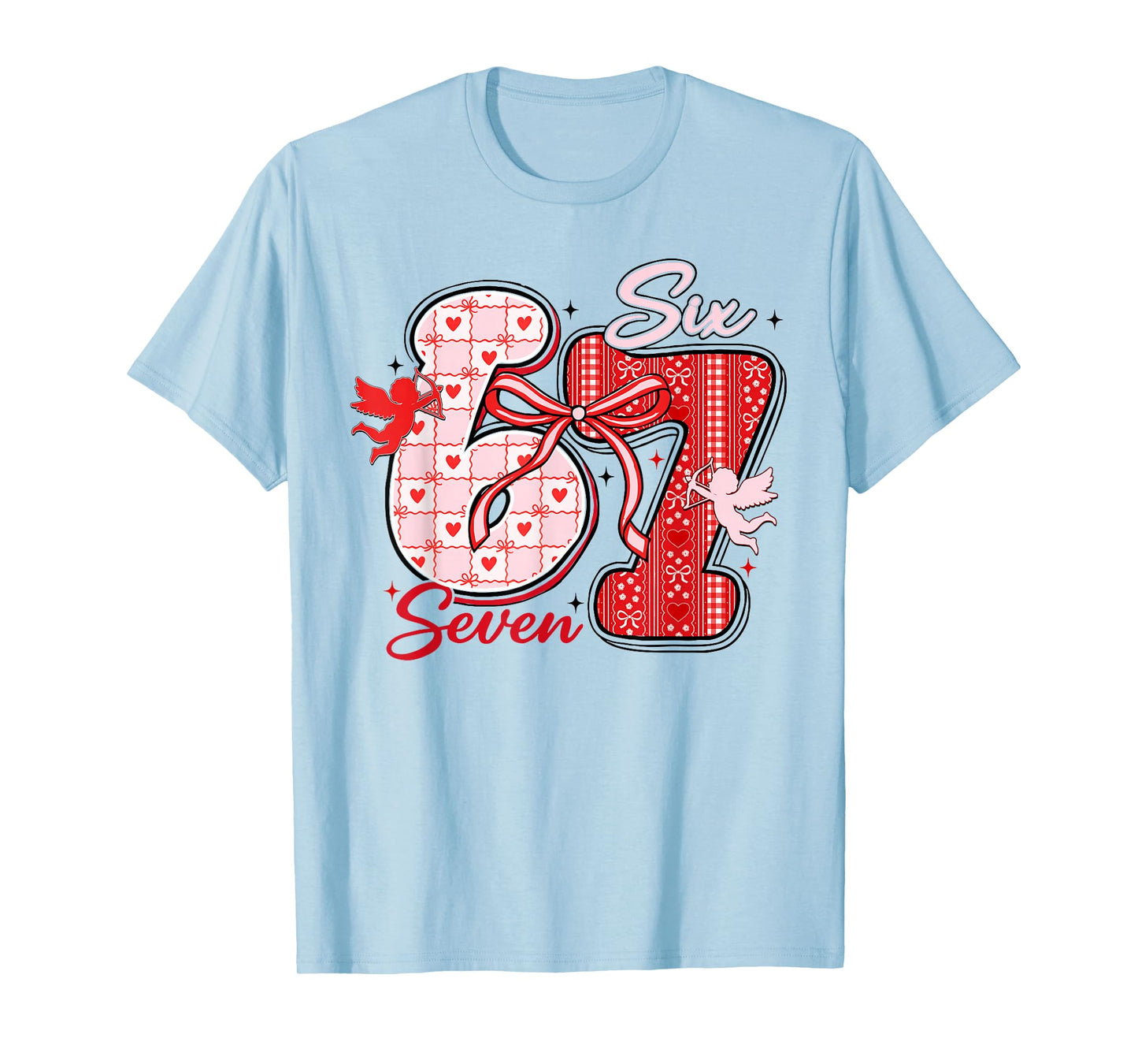 Six Seven Meme 67 Coquette Bow Valentines Women Girls Kids T-Shirt