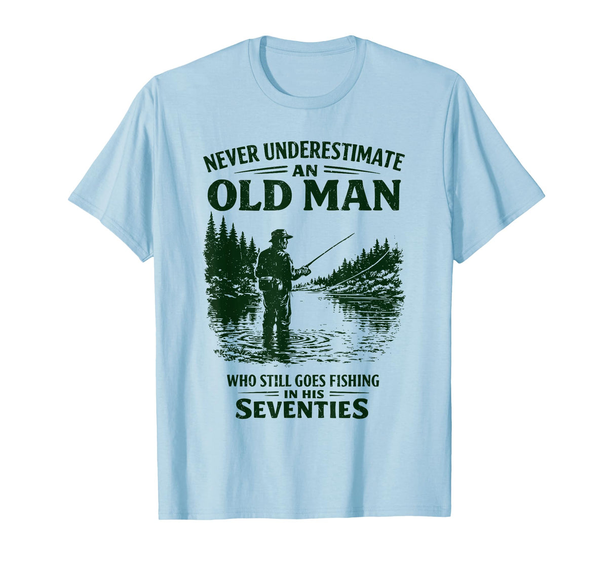 Never Underestimate an Old Man Who Goes Fishing in His 70s T-Shirt