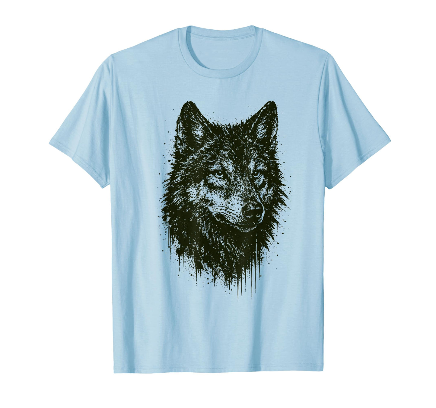 Wolf Ink Art Grunge Wild Nature Animal Portrait Edgy Wolves T-Shirt