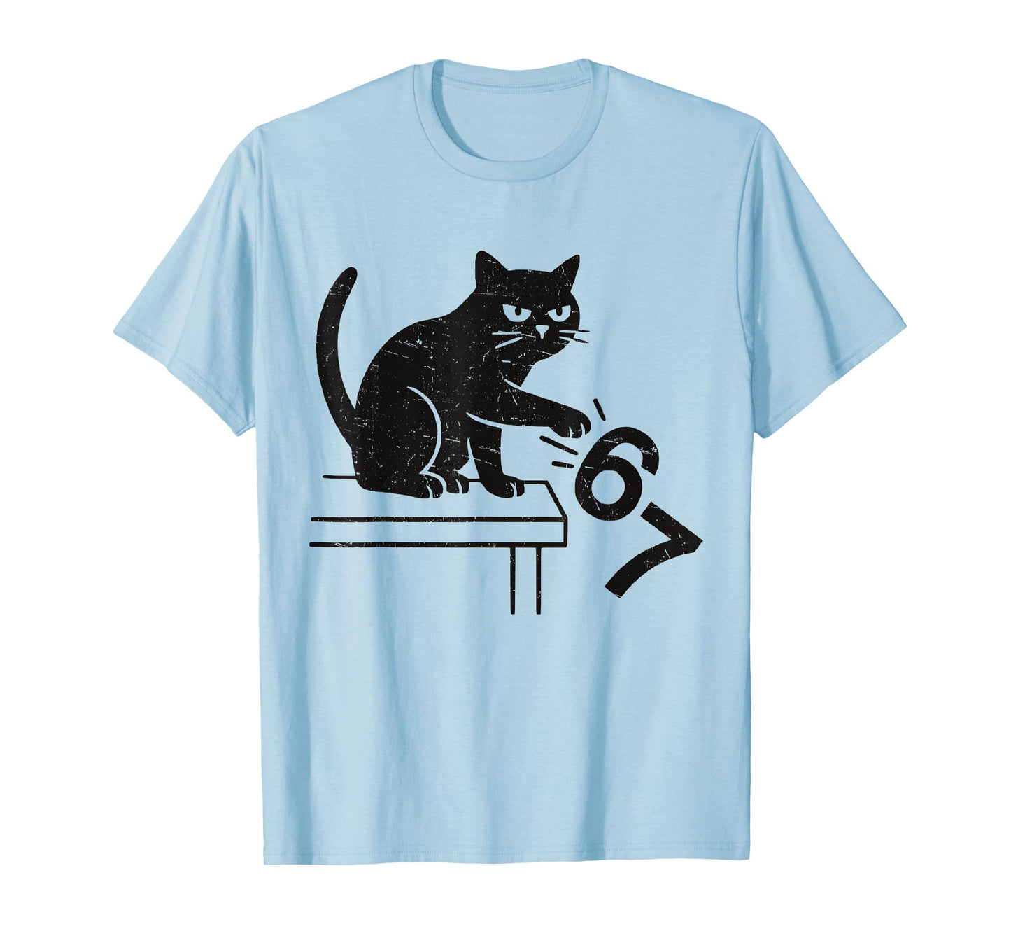 Funny 6 7 Meme Cat Knocking Off 67 T-Shirt