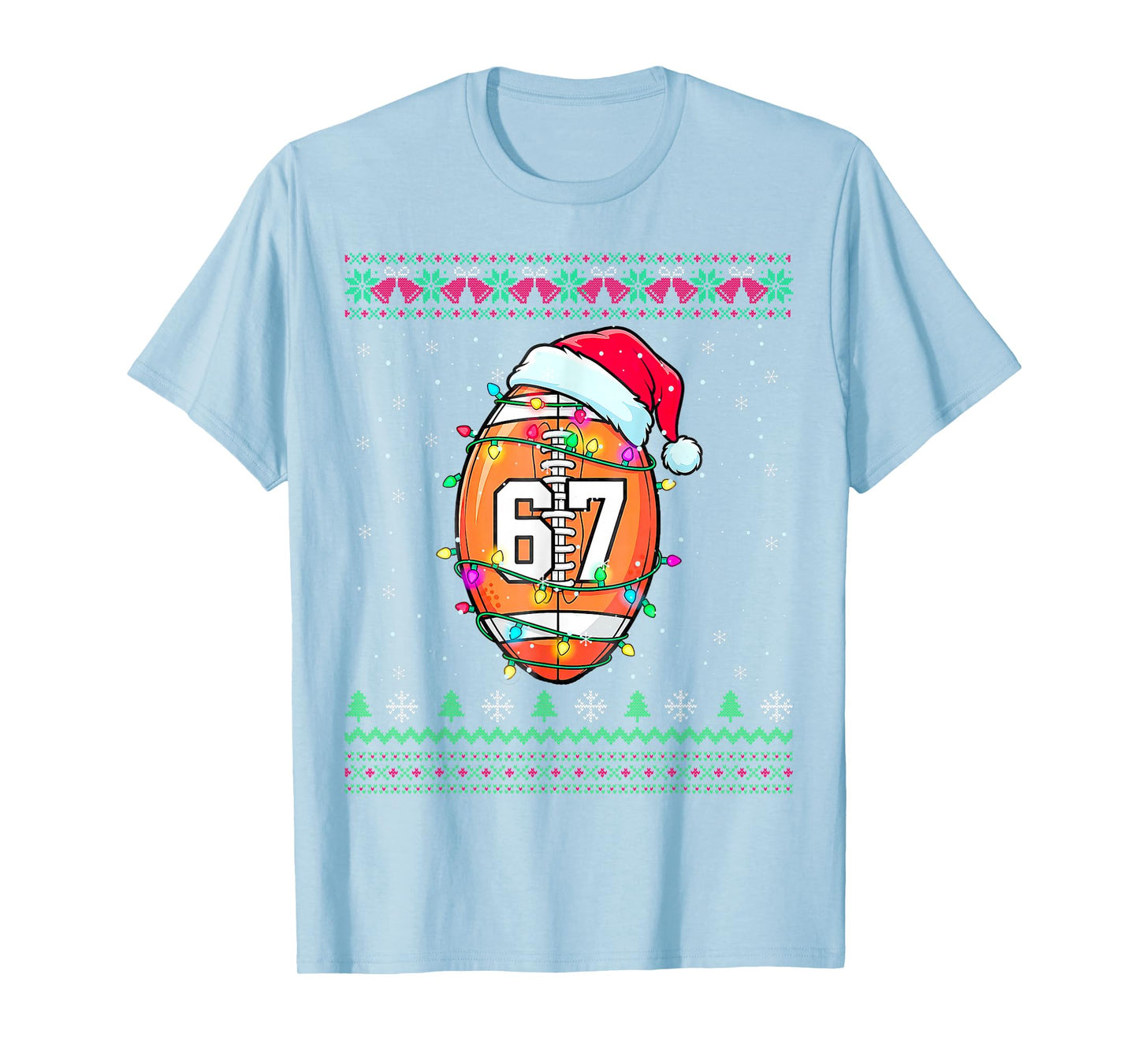 American Football Ball 67 Costume Christmas Ugly Sweater 6-7 T-Shirt
