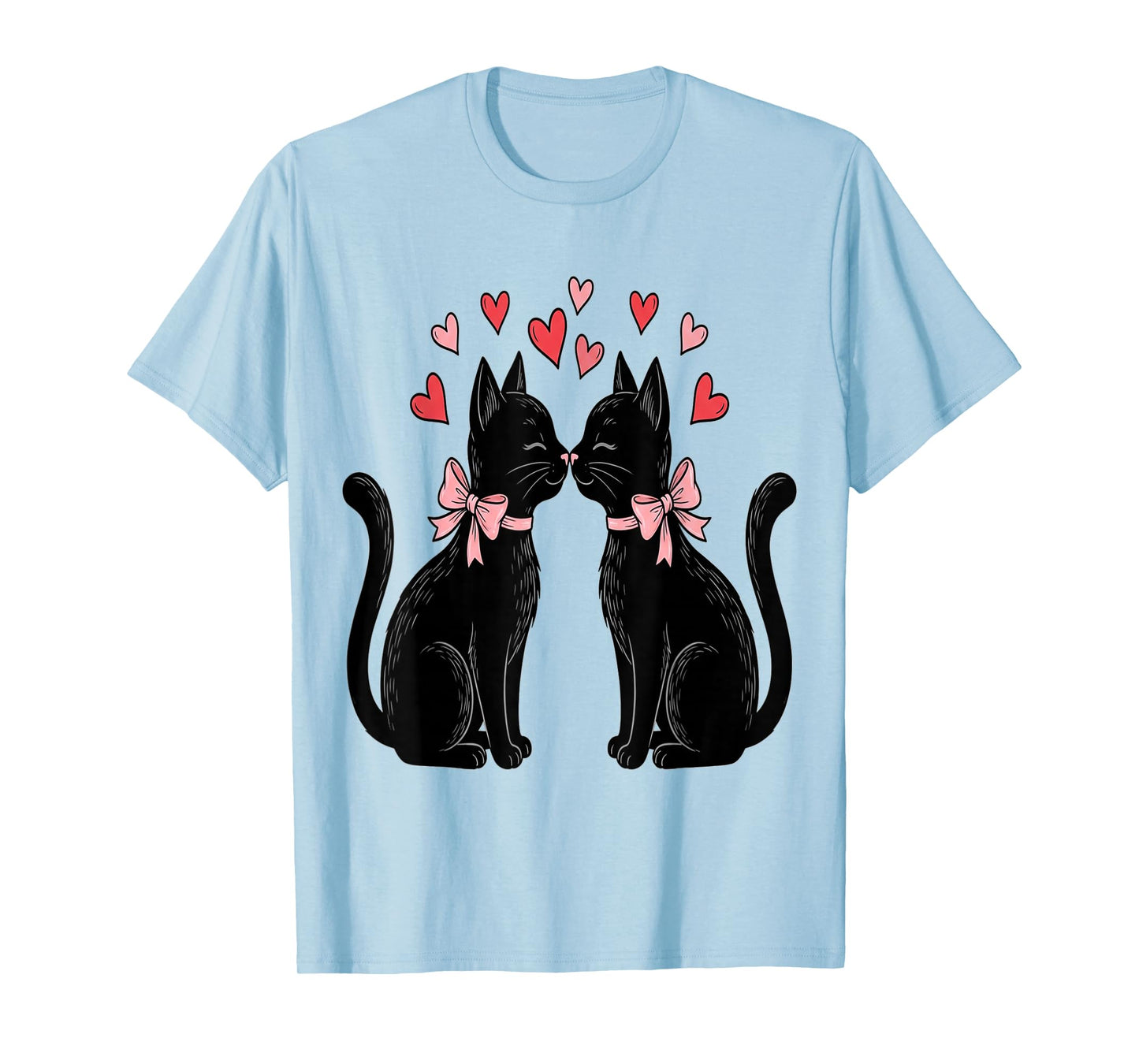 Cute Cat Valentines with Hearts Meow Cats Valentine T-Shirt