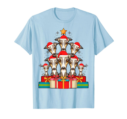 Cute Greyhound Iggy Italian Greyhound Christmas Tree Xmas T-Shirt
