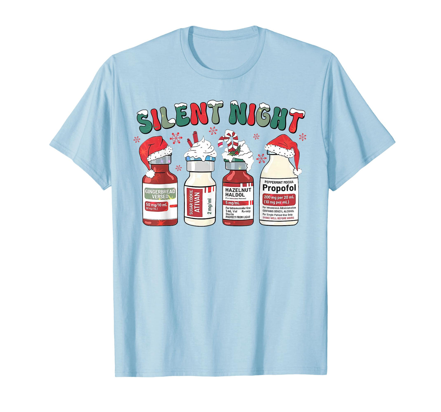 Retro Propofol Silent Night ICU Nurses Funny Merry Christmas T-Shirt