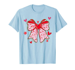 Valentines Day Hearts Coquette Bow Women Girls T-Shirt