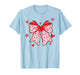 Valentines Day Hearts Coquette Bow Women Girls T-Shirt