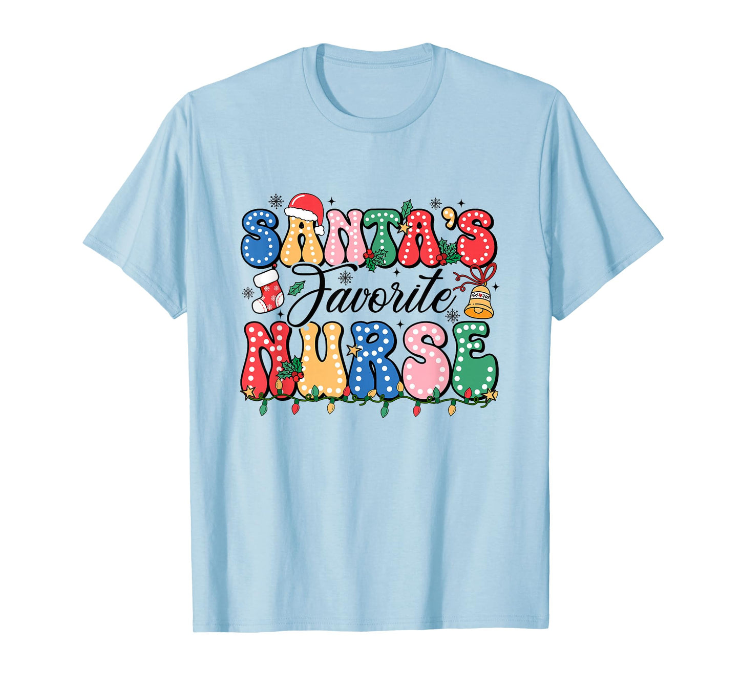 Funny Santa's Favorite Nurse Christmas Nursing Xmas T-Shirt