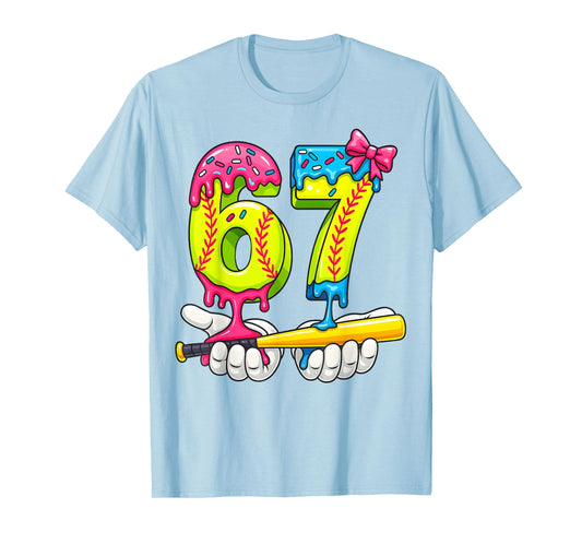 Softball 67 Ice Cream Drip Six Seven Boys Funny Meme T-Shirt