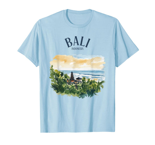 Bali Indonesia Vintage Watercolor Scenic Nature Travel T-Shirt