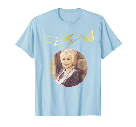 Dolly Parton Golden Butterfly Signature and Photo Portrait T-Shirt