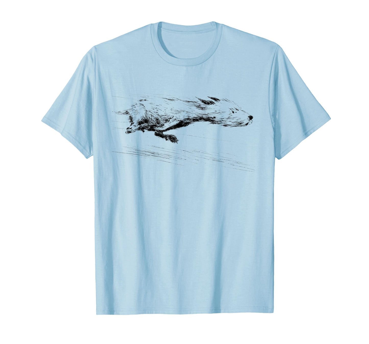 Running Dog Art Sketch Vintage Print T-Shirt