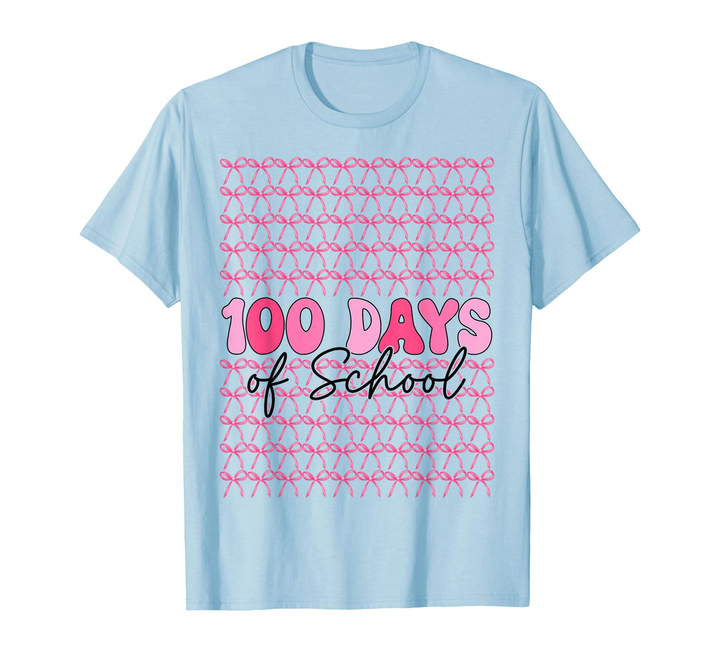 Pink 100th Day of School Bow Girl 100 Days of School Teacher T-Shirt