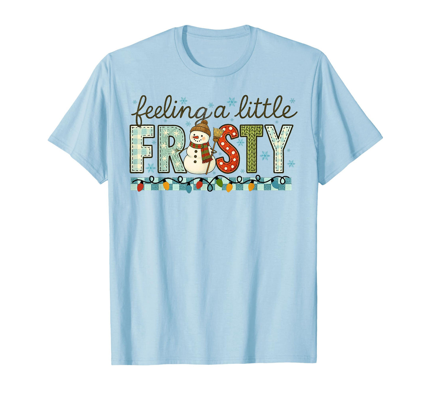 Feeling Little Frosty Snowman Retro Christmas Lights T-Shirt