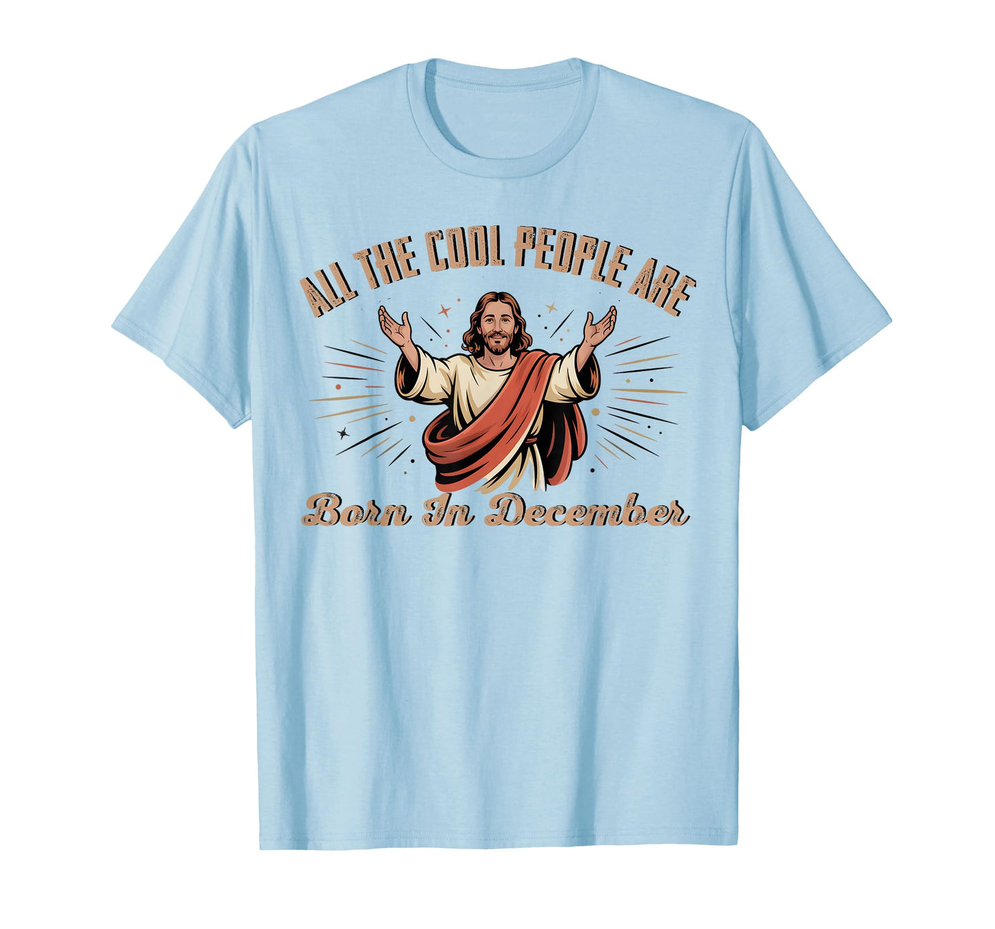 Retro Cool People are Born in December Christian Christmas T-Shirt