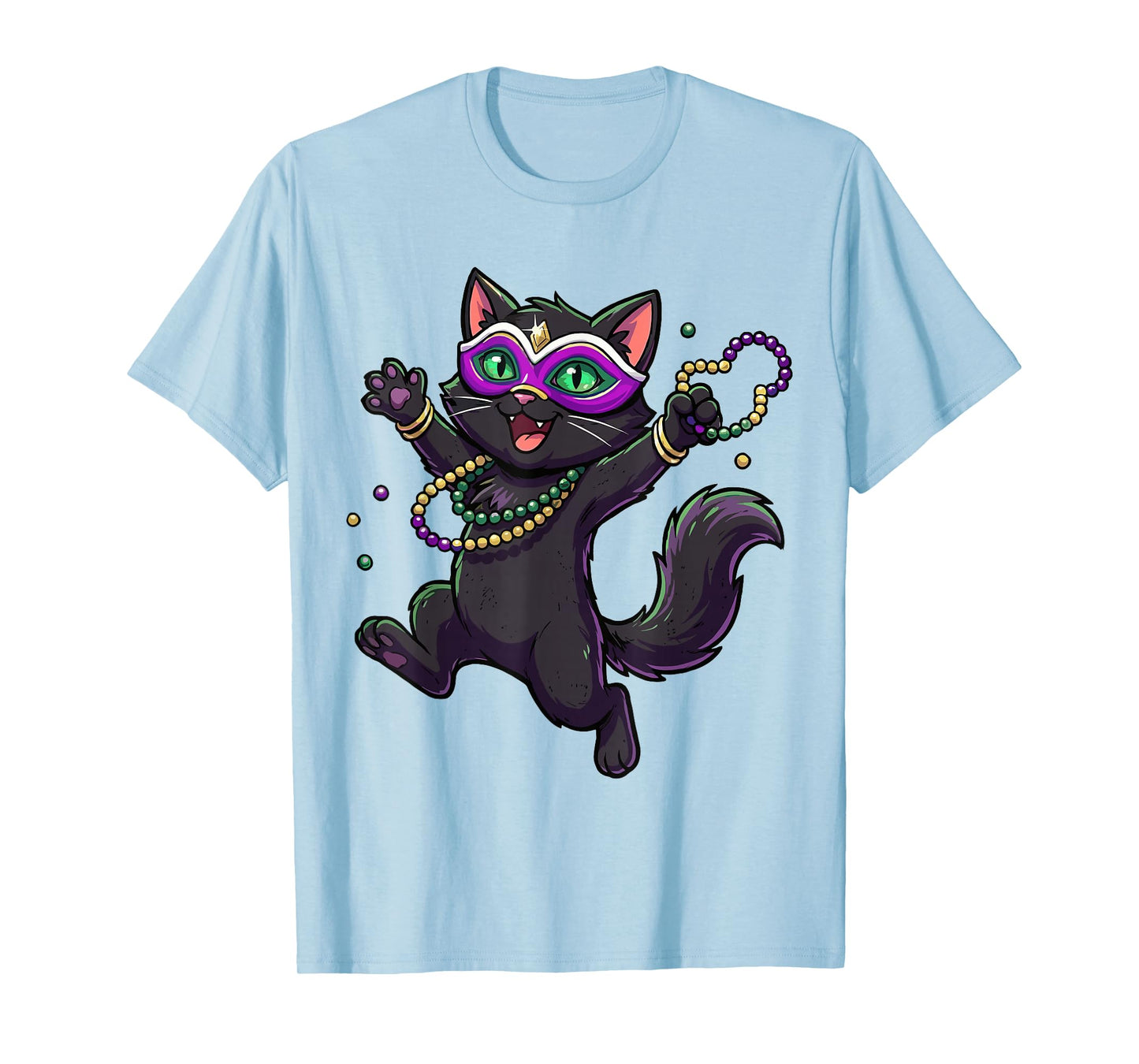 Cute Mardi Gras Cat for Women Girls Cat Lovers Carnival Mask T-Shirt