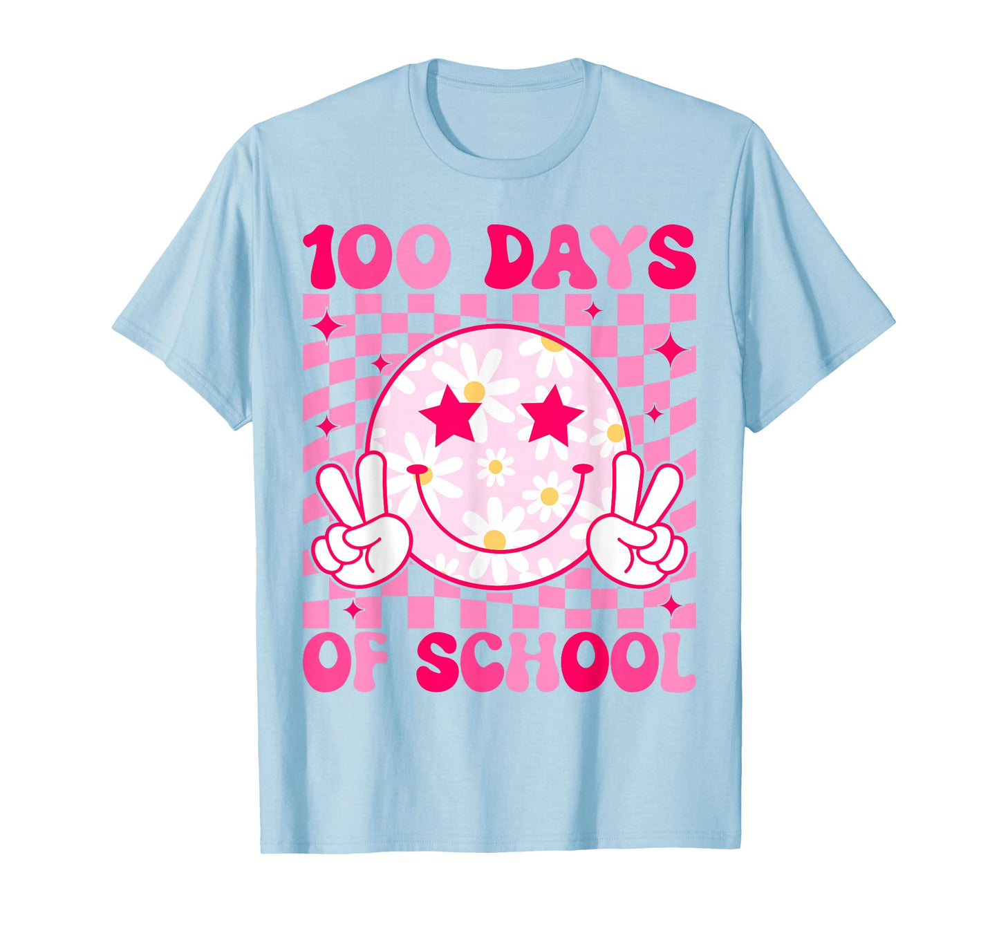 Retro Groovy 100 Days of School Happy Face 100th Day School T-Shirt