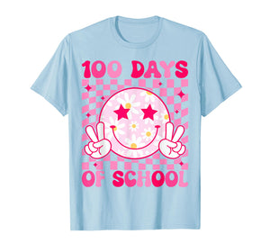 Retro Groovy 100 Days of School Happy Face 100th Day School T-Shirt